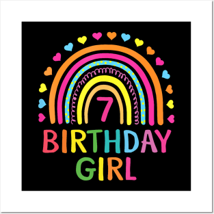 7 Years Old Rainbow Girls 7Th Birthday For Girls Kids Posters and Art